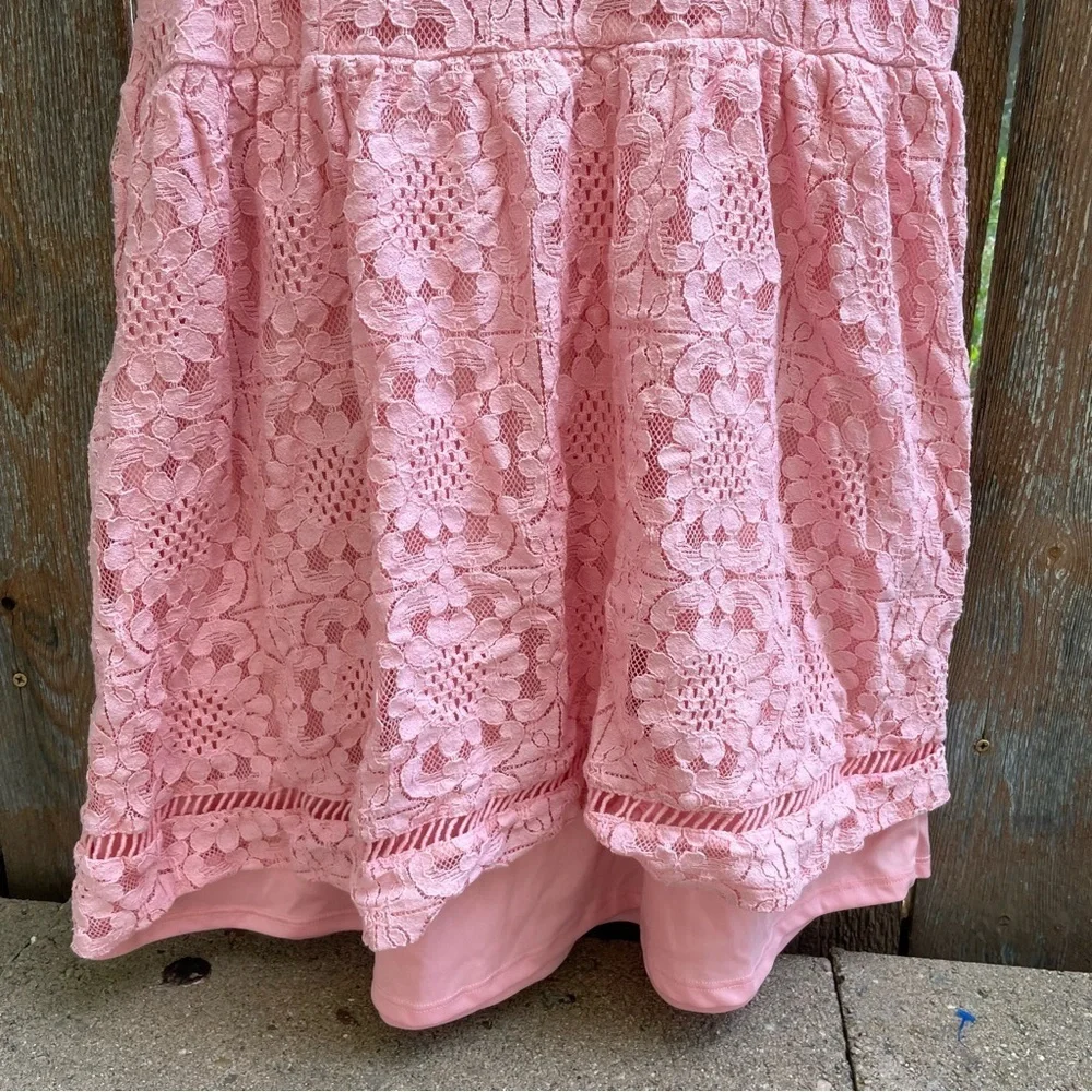 DISNEY Girls Pink Floral Lace Ruffle Mini Dress Beauty Beast Size Large - Picture 12 of 12